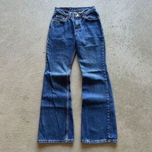 Vintage 90s Levis 519 Jeans Size 1 Jr M Blue Medium Wash Denim Flare Low Rise